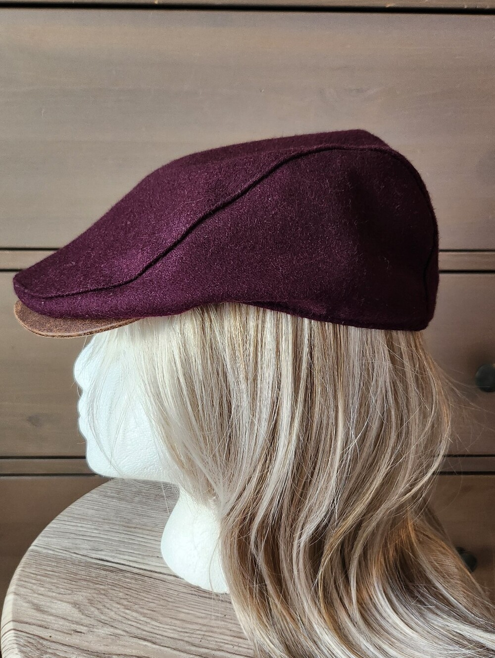 Boston Scally Co. Aficionado Flat Cap 🍷Size S — burgundy wool flat cap